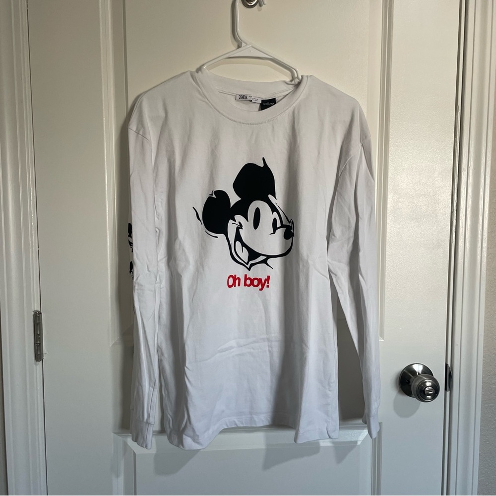 Disney White Mickey Mouse Long Sleeve Kids Shirt